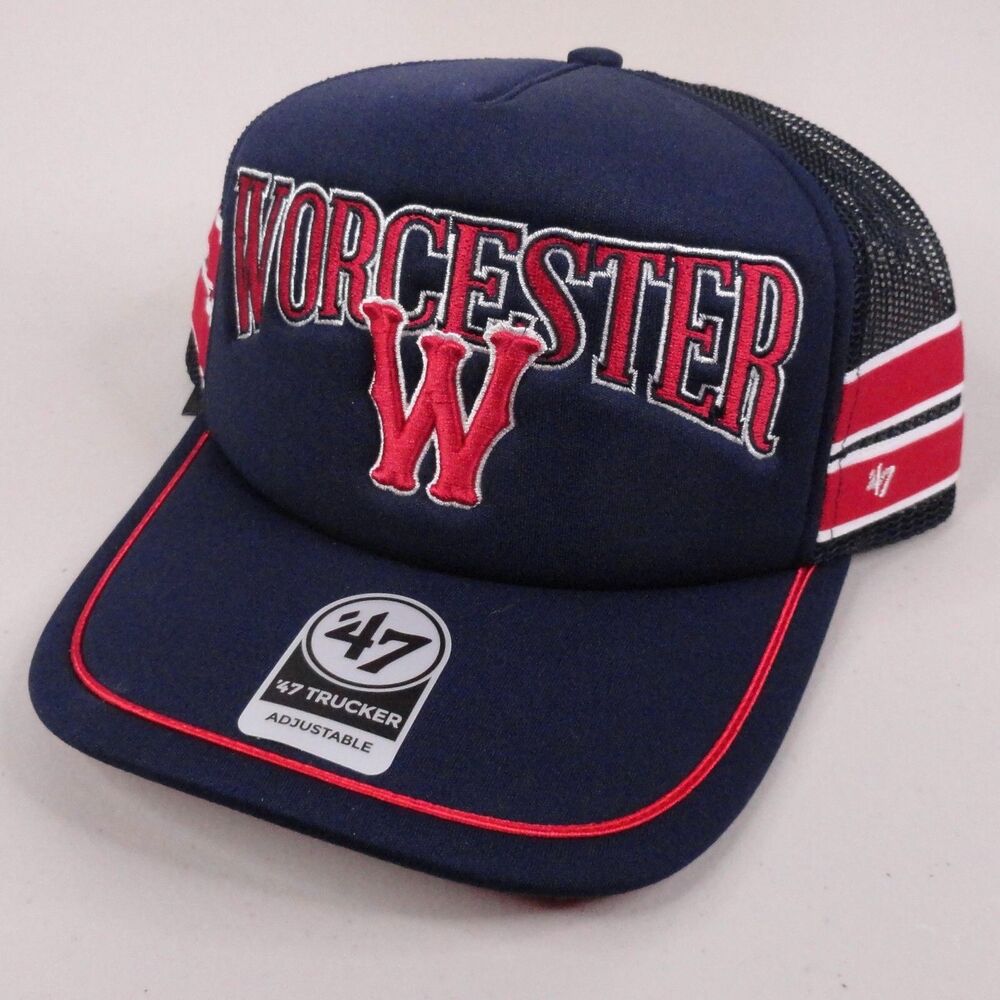 Worcester Red Sox Hat 47 Sideband Trucker Ball Cap Adjustable Snapback MiLB Navy